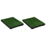 Cumpara ieftin Toaleta animale companie 2 buc tava gazon artificial 63x50x7cm