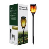 Cumpara ieftin Lampa Solara Torta Gradina, Efect Flacara, 12 LED Galben Cald, Negru, 51cm, Exterior, Autonomie Mare