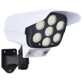 Cumpara ieftin Camera Supraveghere Falsa Solara cu 77 LED, Senzor Miscare PIR, IP66, Unghi Reglabil, 6500K, 2600mAh. Ideal Gradina, Curte