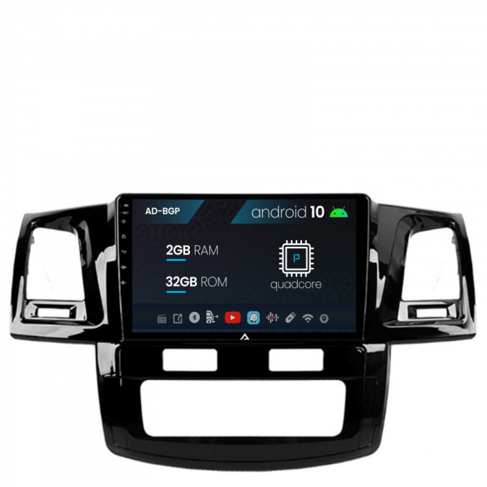 Navigatie Toyota Hilux (2008-2014), Android 10, P-Quadcore 2GB RAM + 32GB ROM, 9 Inch - AD-BGP9002+AD-BGRKIT081