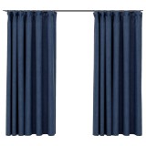 Cumpara ieftin Draperii opace aspect in, cu carlige 2 buc. albastru 140x175 cm