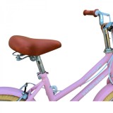 Bicicleta copii 3-6 ani HappyGirl KidsCare roz 14 inch &ndash; cu roti ajutatoare, frane de mana, cosulet, pentru fete