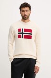 Napapijri pulover de bumbac D-Mura culoarea bej, NP0A891UN1J1