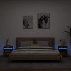 Gossi noptiere cu lumini led, 2 buc., stejar fumuriu, 40x39x48,5 cm