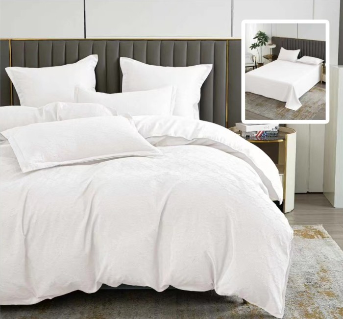 Lenjerie pat dublu,bumbac finet,6 piese,cearceaf normal 230x250cm, cearceaf pilota 200x230cm, 2 fete de perna 50x70, 2 fete de perna 70x70,alba-81221
