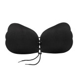 Bye Bra Lace-It Bra A Czarny samonośny biustonosz z wiązaniem
