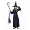 Costum Deghizare Halloween, Vrajitoare, Rochie Lunga cu Palarie, Fete, Negru si Mov, Poliester