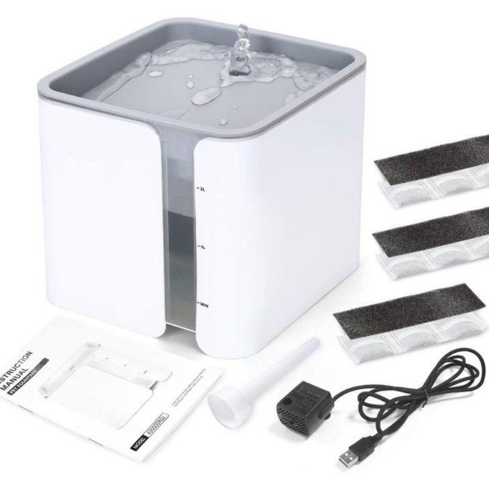 Dispenser Apa Automat Sofia CONCEPT&reg;, Pentru pisici si caini, 3 Filtre Carbon, 2 L, Alb/Gri