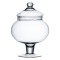 Borcan decorativ din sticla pentru prajituri, cu picior si capac, 19x30cm, transparent, oval