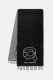 Karl Lagerfeld eșarfă cu l&acirc;nă culoarea negru, cu imprimeu, A4W33051