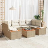vidaXL Set de canapele pentru grădină cu pernă 6 pcs Bej Rattan poli 3348037