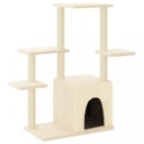 Cumpara ieftin Ansamblu de pisici cu stalpi din funie de sisal, crem, 97,5 cm