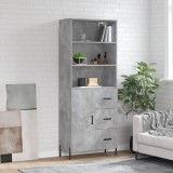 vidaXL Dulap &icirc;nalt, gri beton, 69,5x34x180, lemn compozit