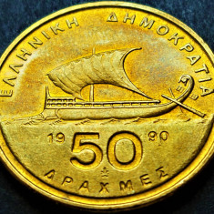 Moneda 50 DRAHME - GRECIA, anul 1990 *cod 1256 = A.UNC - ΟΜΗΡΟΣ