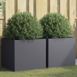 Cumpara ieftin Jardiniere, 2 buc., antracit, 49x47x46 cm, oțel