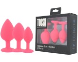 Set 3 bucati dopuri anale, Toosh, mic, medium, mare, silicon roz