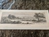 Gravura Lancelot,sec 19, 1860, Valahia,Stepa dintre Giurgiu si Bucuresti,25x9 cm, Peisaje, Grisaille, Realism