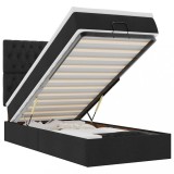 Cumpara ieftin Pat otoman cu saltea si LED-uri, negru, 80x200cm, textil