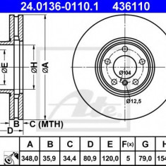 Disc frana BMW Seria 7 (E65, E66, E67) (2001 - 2009) ATE 24.0136-0110.1