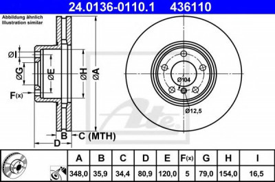 Disc frana BMW Seria 7 (E65, E66, E67) (2001 - 2009) ATE 24.0136-0110.1 foto