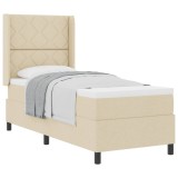 vidaXL Pat cu arcuri cu saltea cu headboard Crem 80 x 200 cm țesătură 3341677