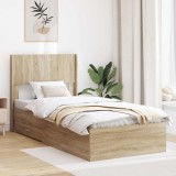 vidaXL Cadru de pat cu depozitare și tăblie Stejar Sonoma 75 x 190 cm 3414525