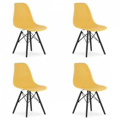 Set 4 scaune stil scandinav, Artool, Osaka, PP, lemn, mustar si negru, 46x54x81 cm foto