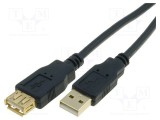 Cablu USB 2.0 VCOM 1,8m USB A soclu la USB A mufă aurit negru PVC