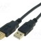 Cablu USB 2.0 VCOM 1,8m USB A soclu la USB A mufă aurit negru PVC