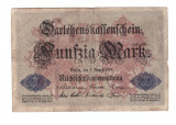Bancnota Germania 50 mark/marci 5 august 1914, stare relativ buna
