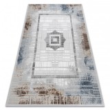 Covor acril VALS 0W1736 C69 47 pătrate dungi fildeş / gri, 160x230 cm