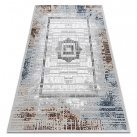 Covor acril VALS 0W1736 C69 47 pătrate dungi fildeş / gri, 160x230 cm