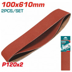 TOTAL - SET 2 BUC HARTIE ABRAZIVA PENTRU SLEFUITOR100x610mm, P120 PowerTool TopQuality