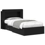 vidaXL Cadru de pat cu depozitare Negru 75 x 190 cm Lemn prelucrat 3433801