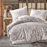 Cumpara ieftin Lenjerie pat dublu,bumbac ranforce,4 piese,gri cu model oriental,SadeV2-A1288