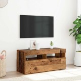 VidaXL Dulap TV cu lumini LED lemn vechi 90x35x40 cm lemn prelucrat