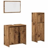 Cumpara ieftin Set mobilier de baie, 3 piese, lemn vechi, lemn prelucrat