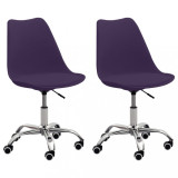 Scaune de bucătărie, 2 buc., violet, piele ecologică, Set scaune, 2 scaune