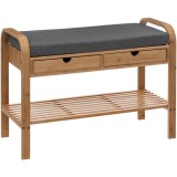 Banca suport pantofi 5Five cu 2 sertare, bambus, 74x34x55 cm, bej Household NewTrend