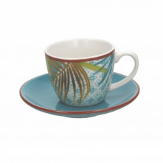 Set 6 cesti de cafea cu farfurii Metropolis Jungle, Tognana, ceramica, 80 ml/11 cm, multicolor