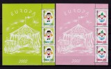 ✅ RO 2002 LP 1584 a ," Europa 2002 - Circul " , serie in bloc de marci si manseta ,MNH