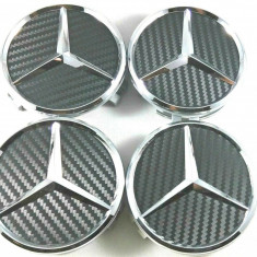 Set 4 capace janta Mercedes Benz 75 mm / Culoare Carbon Fibre A171 400 00 25