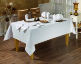 Față de masă Valentini Bianco, Model Honey, 160&amp;#215;220 cm, culoare Alb