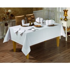 Față de masă Valentini Bianco, Model Honey, 160&amp;#215;220 cm, culoare Alb