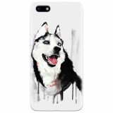 Husa silicon pentru Huawei Y5 Prime 2018, Husky Dog Watercolor Illustration