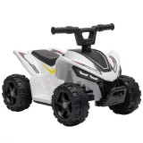 AIYAPLAY Quad electric pentru copii 6V cu baterie litiu, funcție mers &icirc;nainte, control prin buton pe ghidon 1,5-2 ani Alb | Aosom Romania