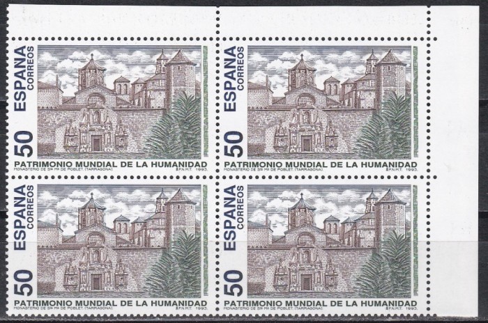 Spania 1993 - UNESCO - Mănăstirea Santa Maria de Poblet, Bloc de 4, MNH