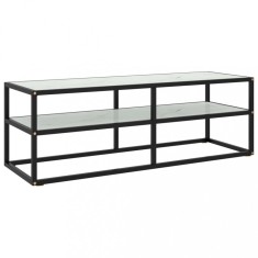 vidaXL Comodă TV, negru, 120x40x40 cm, sticlă de marmură albă 322861