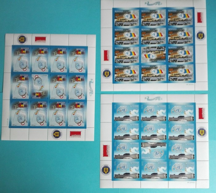 TIMBRE ROMANIA 2005 L.P.1697b EVENIMENTE ONU COLI 12 TIMBRE MNH