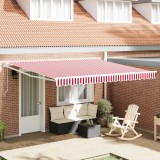 vidaXL Marchiză retractabilă automată cu dungi roșii și albe 400x300 cm